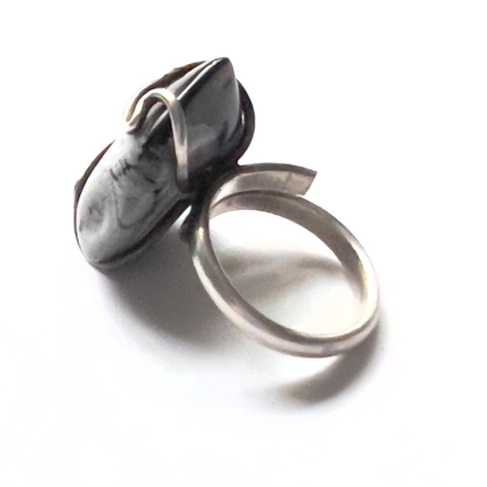 Snowflake Obsidian Statement Ring - 1" Teardrop -… - image 6